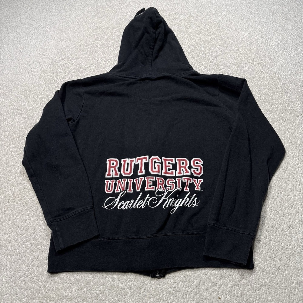 Jones & Mitchell Women Hoodie Rutgers University Scarlett Knights Black Zip XL